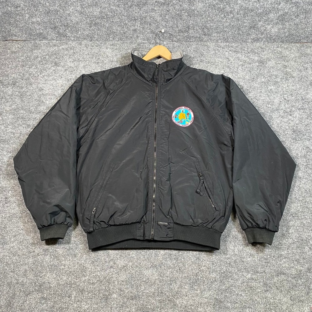 Sierra Sport Mens Black Fleece Lined Bomber Jacket Alyeska Project Patch Size L